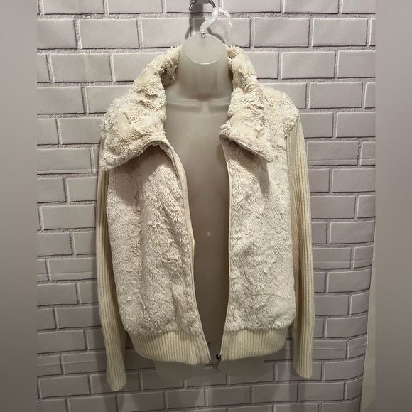 ELLEN TRACY women front zipper beige sweater/size L - Picture 2 of 10